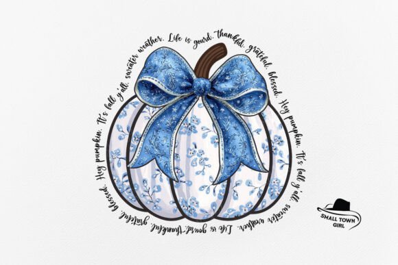Blue Floral Pumpkin Coquette Bow Fall: Your Autumn Design Secret Weapon