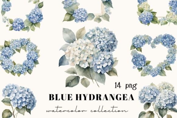 Blue Hydrangeas Watercolor Collection: A Designer's Floral Toolkit