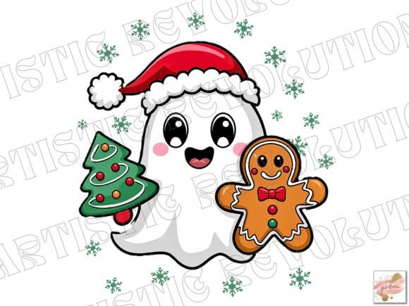 Cute Christmas Ghost PNG: Festive Design with a Friendly Twist