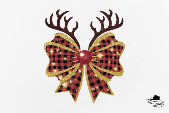 Glitter Christmas Coquette Bow Reindeer: Festive Charm for Your Projects