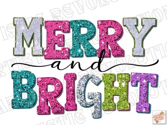 Merry and Bright Glitter Christmas PNG: Elevate Your Holiday Projects