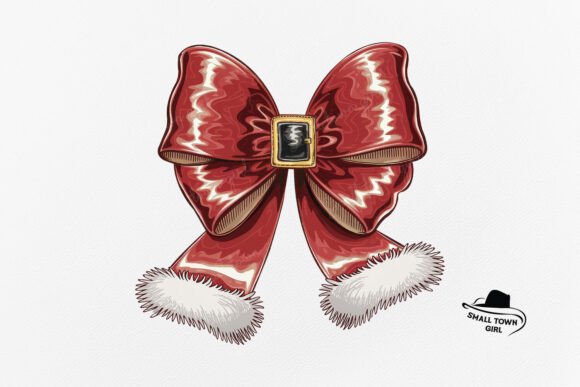 Retro Christmas Coquette Bow Santa Png