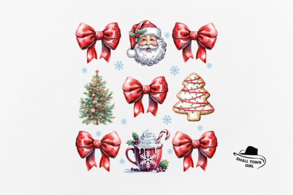 Retro Coquette Christmas Bow Santa: A Festive Design Asset