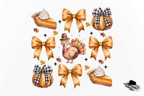 Retro Thanksgiving Fall Coquette Bow Png: A Vintage Touch